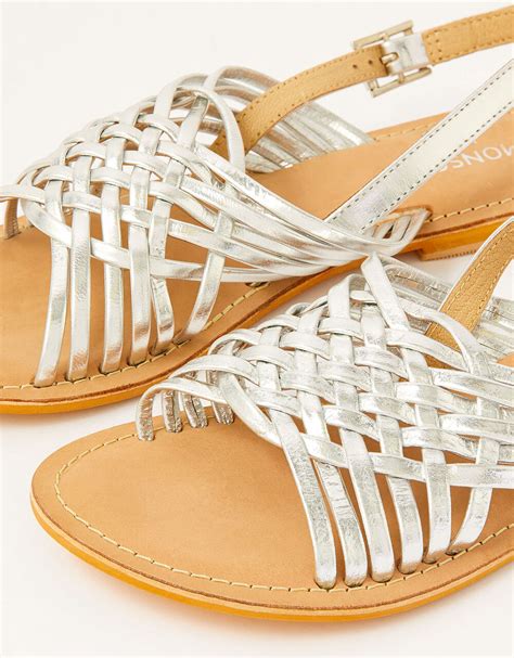 Metallic leather sandals 